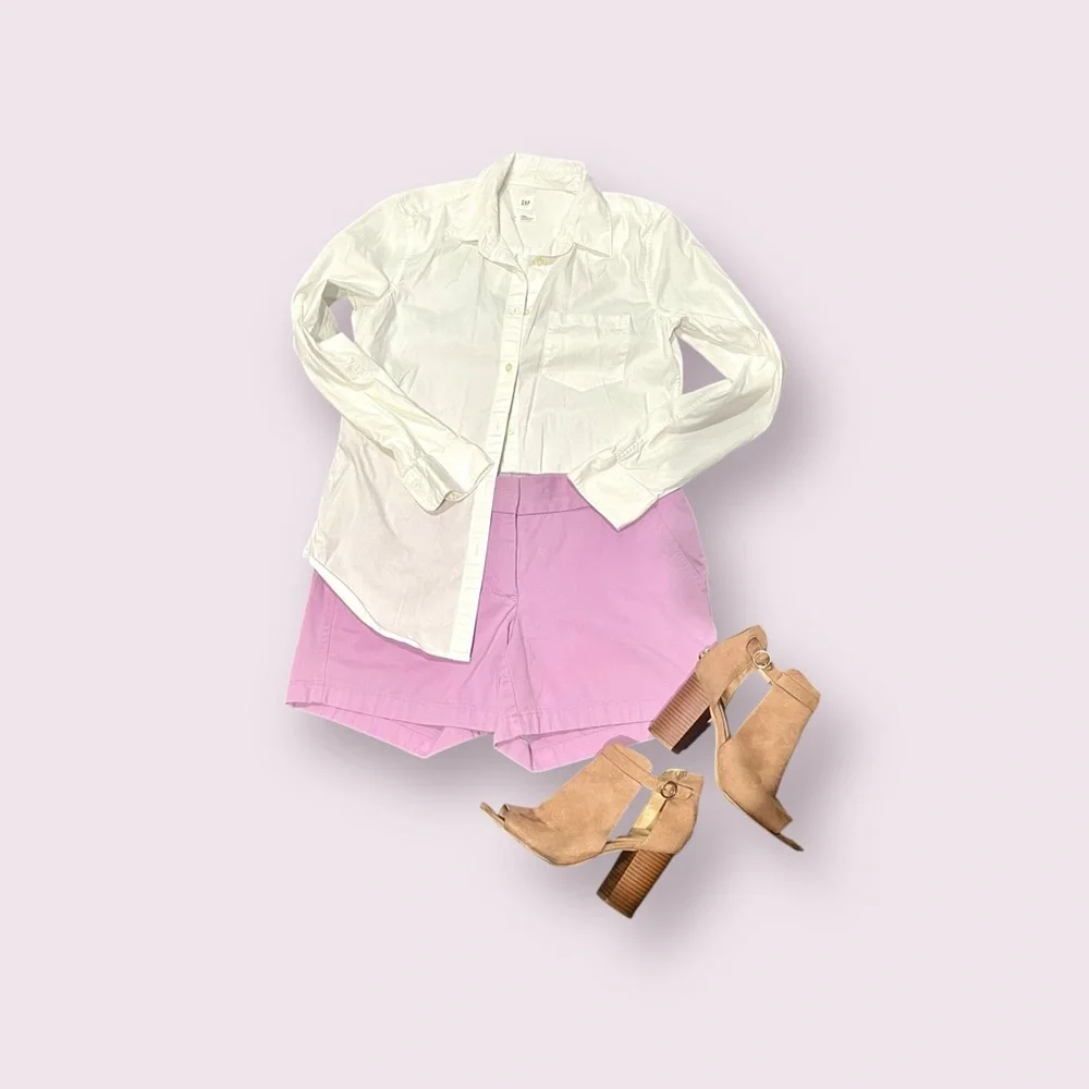 J. Crew Lilac Pink ‘City Fit’ Chino Shorts size 8 Medium 4” Preppy Girlie